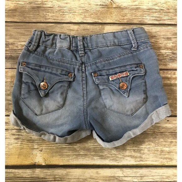 Hudson Girls Designer Blue Jean Shorts Cuffed Stretch Size 7 Casual - Adjustable - Picture 2 of 9
